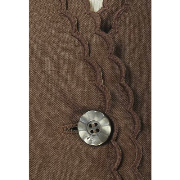 J. JILL Brown 100% Linen Scallop Edge Tunic Jacket - Picture 4 of 4